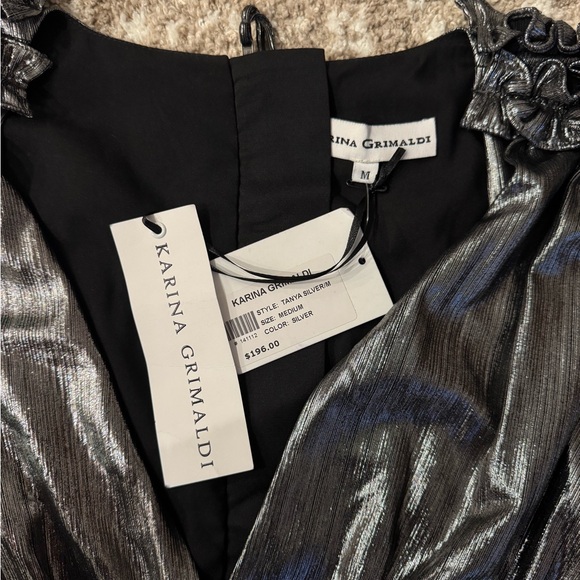 Karina Grimaldi Silver Metallic Women's Top - Picture 2 of 2